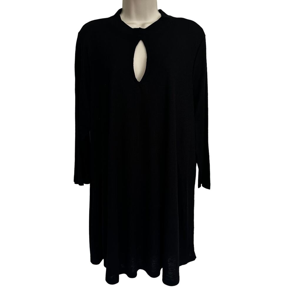 NEW Torrid Tunic Top Shirt Ribbed Knit Lightweight Keyhole 3/4 Sleeve Black 3X